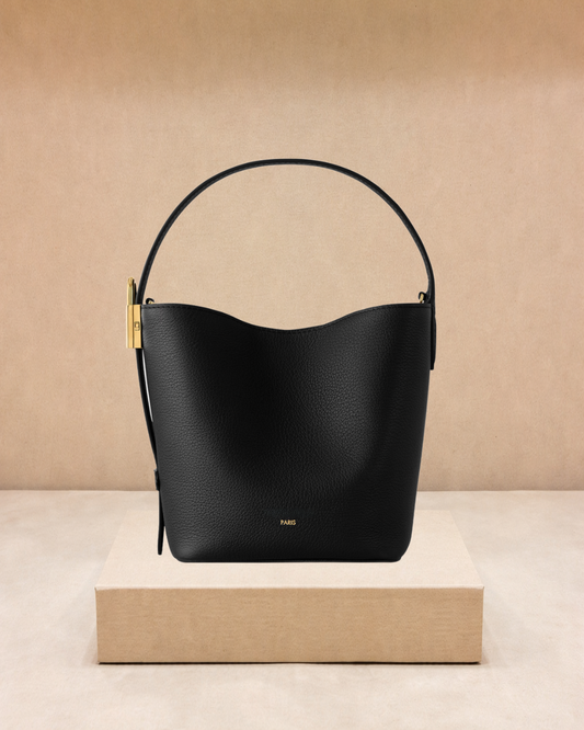 Black bucket bag